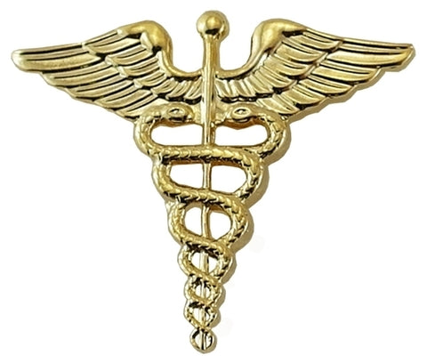 Hero's Pride Medical Officer 1" Caduceus, 2 Posts & Clutch Backs, Pairs