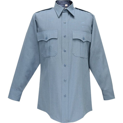 FLYING CROSS DELUXE TROPICAL 65/35 MENS LONG SLEEVE MEDIUM BLUE SHIRT- STYLE 45W66