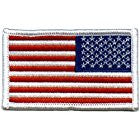 American Flag Reversed Embroidered Patch White Border