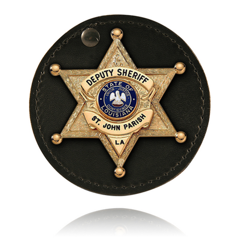 Boston Leather Round Badge Holder - Style 5889CH-1