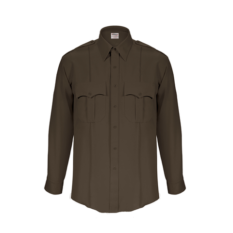 ELBECO TEXTROP2 MEN'S LONG SLEEVE BROWN SHIRT WITH ZIPPER-STYLE ELB-Z315N