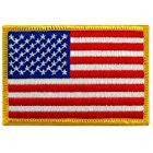 American Flag Embroidered Patch Gold Border