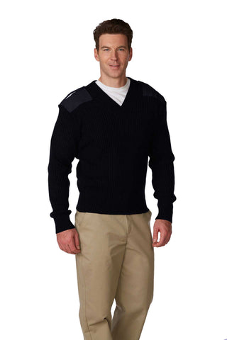 A+ Career Apparel Heavy Rib V-Neck Commando Brown Sweater- Style 5953