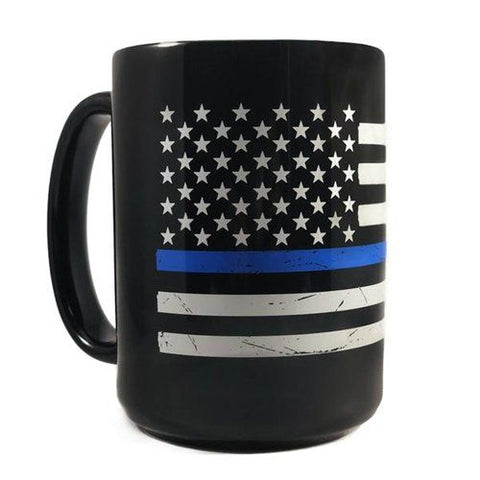Thin Blue Line Distressed Flag Mug- Style TBL-MUG-DIST